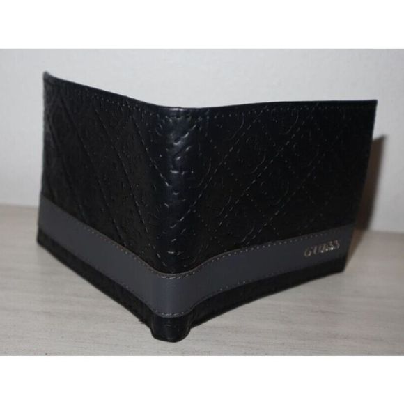 Guess 31GO220095 Men's Black "G" Embossed Leather Credit Card ID Bifold Wallet - Picture 6 of 8
